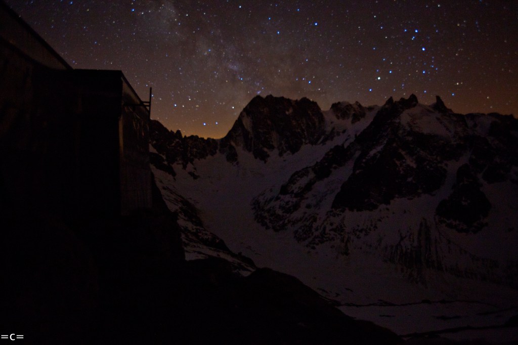 grande jorasse at night