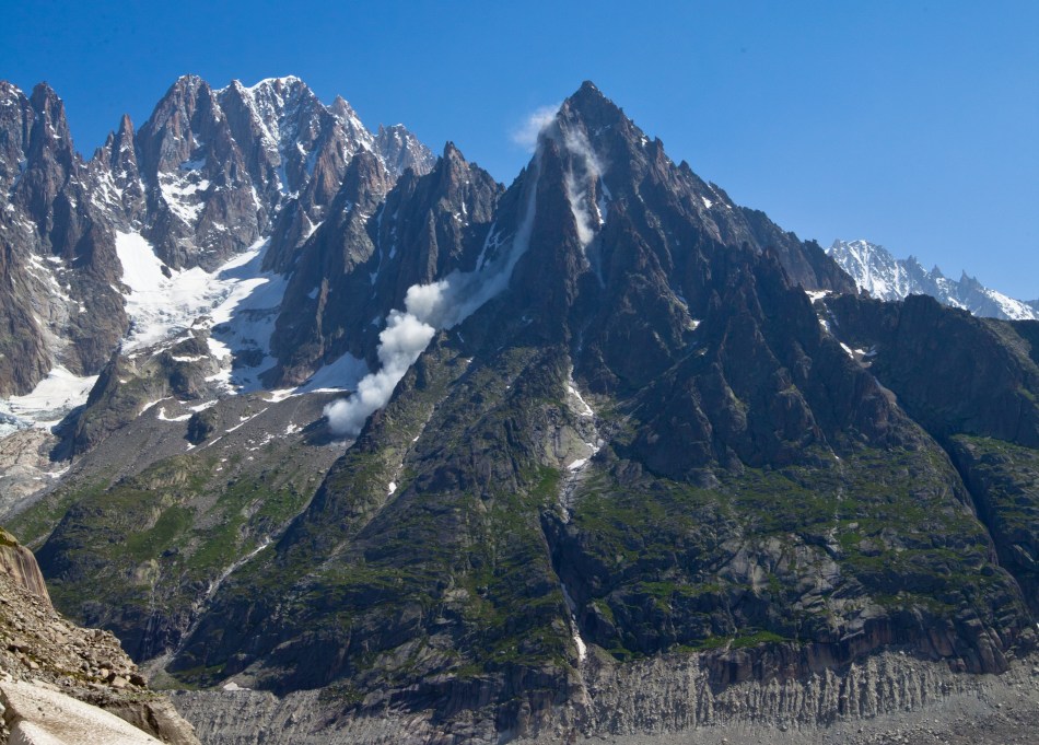 the aiguille du moine crumbling