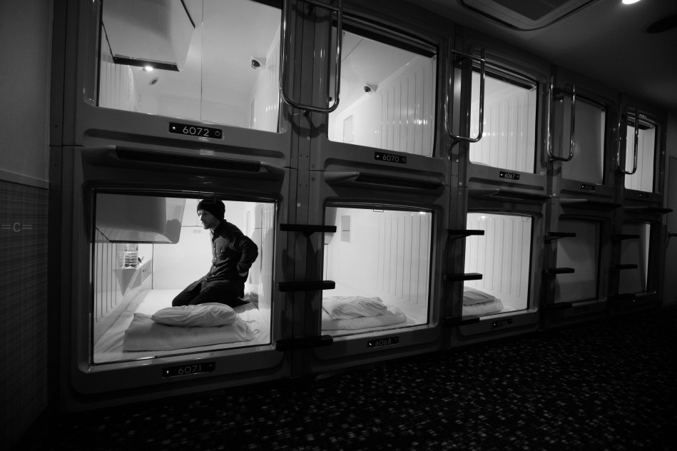 japan, tokyo, capsule hotel, ally watson, ben briggs